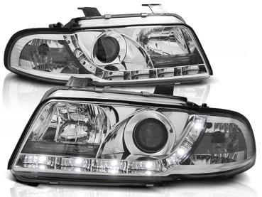 LED Tagfahrlicht Design Scheinwerfer für Audi A4 B5 94-98 chrom